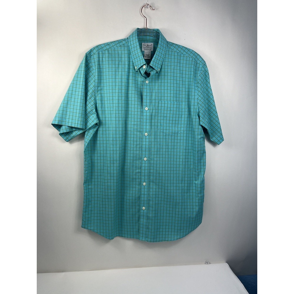 LL Bean Mens Traditional Fit Item ID 502253 Short Sleeve Button Down Shirt Sz L
